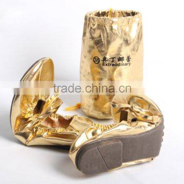 Wholesale Belly Dance Shoes Training Silver/Gold Flats Soft Leather Pointe Gymnastics Foldable Ballet Flat