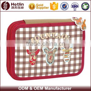 Lattice Fabric Donkey Pattern Fashion Stationary Hard Pencil Case