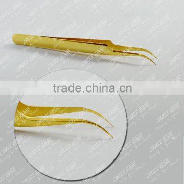 Gold Pleated Eyelash Extension Tweezer