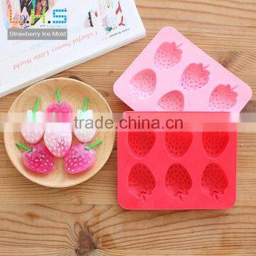 100% food grade new shape strawberry unbreakable silicon ice tray