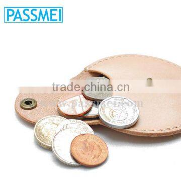 Minimal Leather Round Coin Purse Handmade Simple Style Leather Coin Organizer Bag