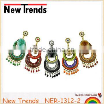 Wholesale gold earring tops designs with colorful beads