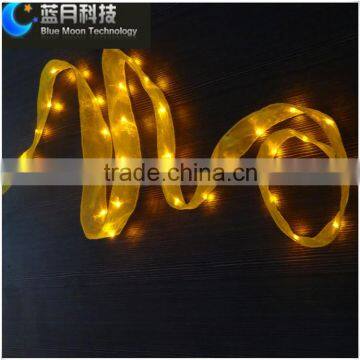 Yellow bulb 2meter 20led copper wire lighting string with white ribbon with 2AA battery operated