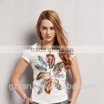 Lady and Women Vogue casual slim Printed Design Cotton T Shirt