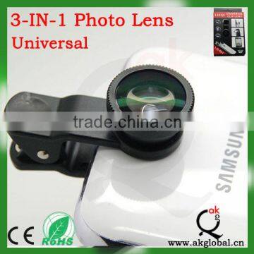 Best Universal 3 in 1 Clip Lens Wide Angle+ Macro+ Fish Eye Lens