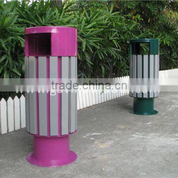 Recycled plastic street waste bin public wood dustbin