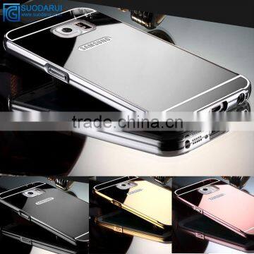 New arrival aluminum metal mirror case for samsung galaxy J7 mirror back cover case