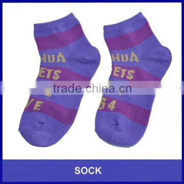 Purple colr stripe design cotton ankle socks sport socks