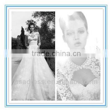 2014 New Style Deep Sweetheart Neckline Ball Gown with Long Sleeve Jacket Spanish Style Wedding Dresses (WDID-1004)