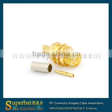 RP-SMA Crimp Jack(male pin) bulkhead connector for LMR100 2.4 ghz coaxial mmcx sma cable