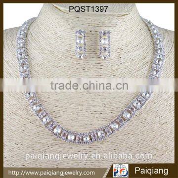 Latest design high quality silver rhinestone costume jewelry sets