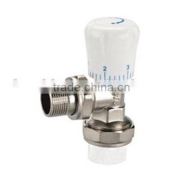 Straight Radiator Valves Nickel White Handle Female