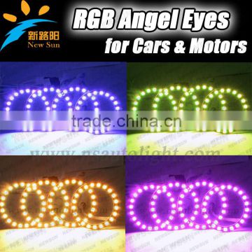 Multicolor RGB angel eyes ring led light 75mm full circle led rgb ring for car headlights with remote control