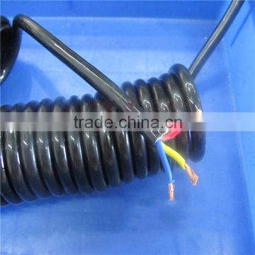 3 core bright spiral coiled cable for electrical equipment