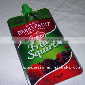 Spouted juice plastic bag/eco-friendly fruit spouted pouch