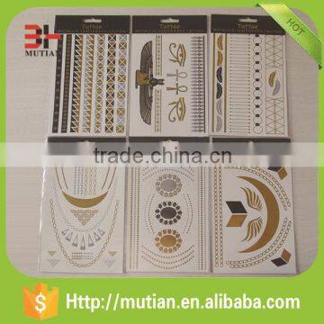 Sales good quality metallic flash tattoo temporary gold tattoo sticker