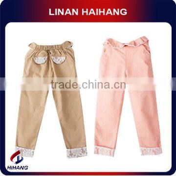 china hot sale high quality baby lace trim cotton young girls pants manufacturer