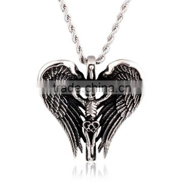 Fashion Stainless Steel Skull Pendant With Angle Wing