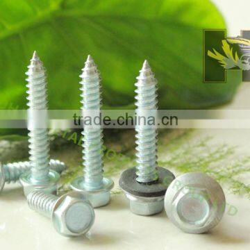 furniture hardware white zinc hex head wood screw made in taiwan