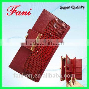 Latest design crocodile leather wallet for ladies with butterfly buckles