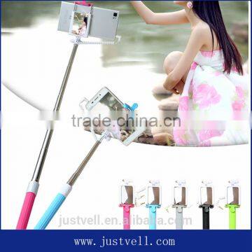 Mini wired selfie stick with cable, colorful wireless bluetooth selfie stick monopod