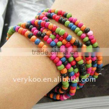 Imitation Jewelry,colourful Wood Bead Bracelet FCM-10047