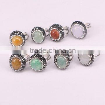 Mix Style Top Quality Sterling Silver 925 Druzy Stone Rings, Pave Crystal Gem stone Rings