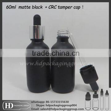 Best selling 60ml eliquid e juice bottle matte black glass dropper bottles 10ml