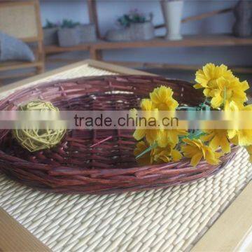 oval dark red willow stock tray