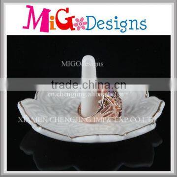 White Ceramic Ring Holder Earring Holder