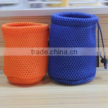 Durable most popular orange color mesh drawstring pouches