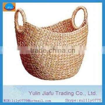 CAC Fair new item handmade hand-woven round water hyacinth home storage basket tote bag