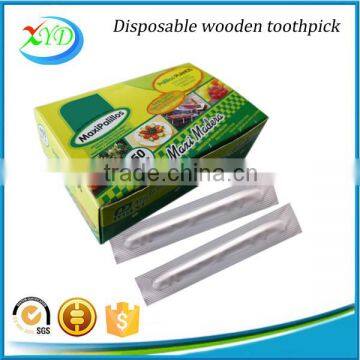 Individual packaging wooden toothpick with mint