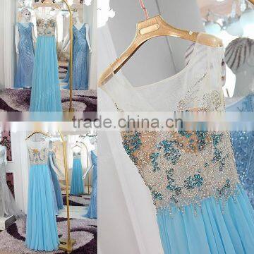 2016 Summer Hot Sale Sparkling Crystal Beaded Rhinestone Evening Dresses Chiffon Sexy See Through Deep V-Back Party Dress ML166