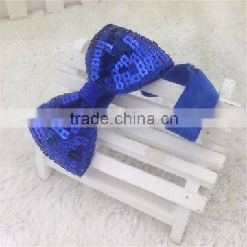 New Arrival 3inch Sequin Hair Bows Sequin Bows With Elastic Baby Headband for Baby Girls Hairband for Headwear in Stock photo-2