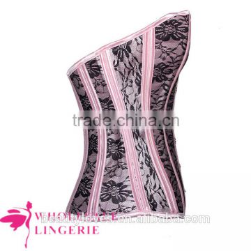 sexy sweet pink lace bustier wedding waist shaping corset for girl