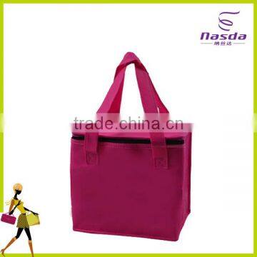 eco-friendly pp non woven pink fabric cooler bag