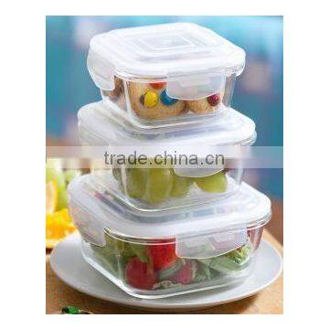 Square shape Heathesited glass bowl 3pcs set