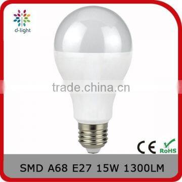 A68 color changing 1300lm 15w equal to 150w E27 standard milky light bulb