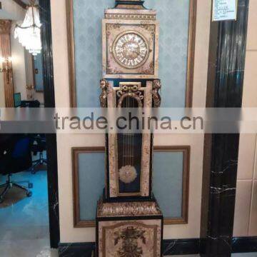 Home Decorative Wooden Floor Standing Big Ben With Bronze Eagle on Top , Luxury Brass Inlaid Antique Floor Clock photo-4