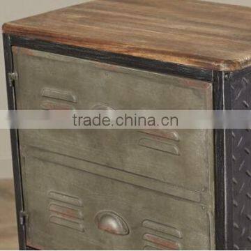 Industrial Metal Frame Wood Top Bookcase With Fluted Doors photo-4