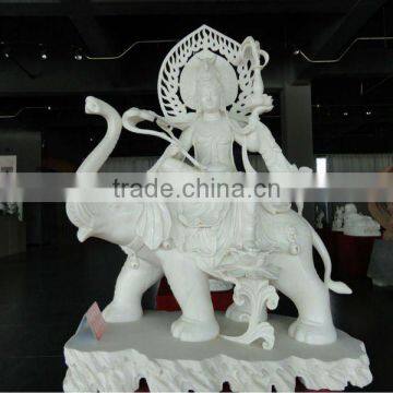 Small Marble Stone Buddha Riding Elephant Craft