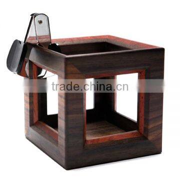 Office Desk Square Wooden Hollow Pen Holder, Stationery Storage Holder photo-2