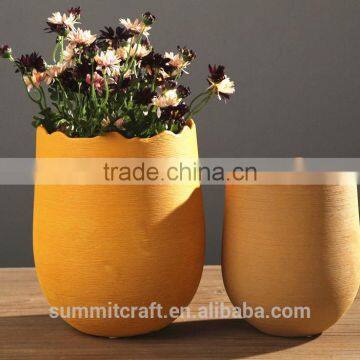 Modern yellow decorative table ware pottery vase