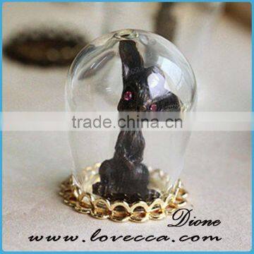 Hot Sale Micro Landscape Glass Cover With Wooden Base /dome Cover Decoration photo-5