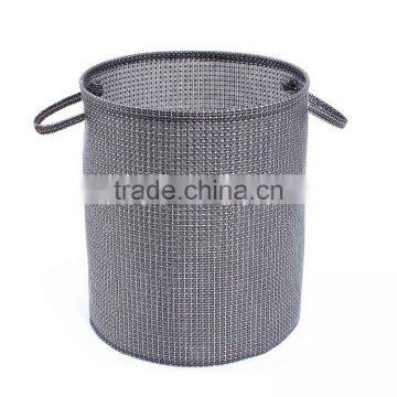 Round Style Laundry Hamper With Closing and Rope Handle, Non-woven Fabric Laundry Basket photo-5