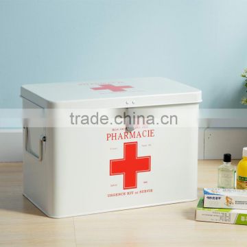 Multifunctional rectangle metal medicine storage box portable first aid cabinet