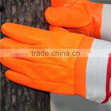 NMSAFETY Orange fluorescent PVC sandy finish anti-oil chemical gloves