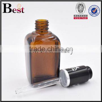 Square 50 ml Amber Glass Vial With Black Press Dropper photo-2