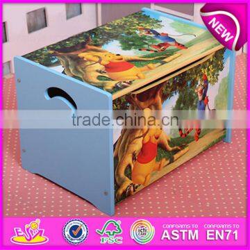 Pull and Push Wooden Bus Storage Cartoon Box for Kids,Best Manufacturer Wooden Toy Storage Box With School Bus Printing W08C127 photo-6